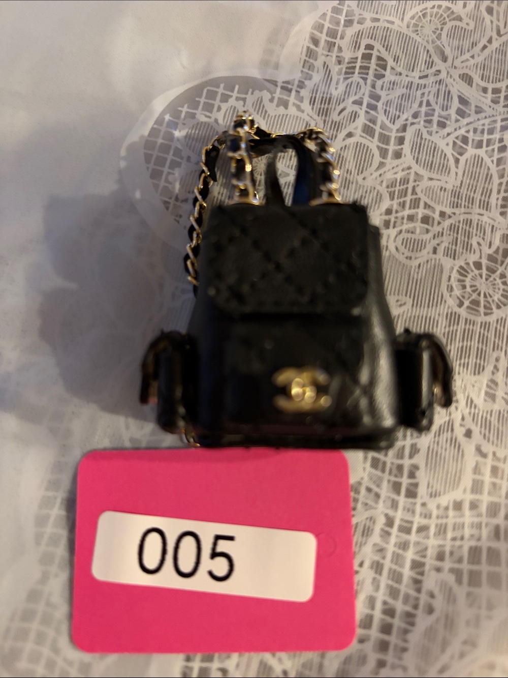 005,Mini Black Branded CC logo Backpack for Labubu doll(No Doll)